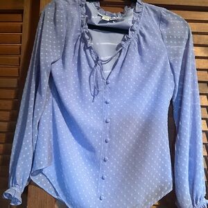 Women's Light Blue Ruffled Blouse